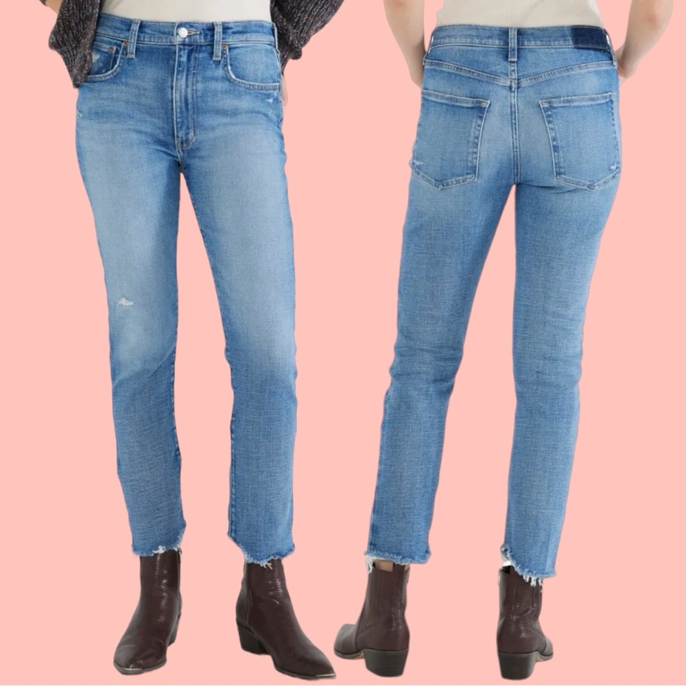 Etica Blue Denim Women’s 30 Mid Rise Scarlet Slim Fit Frayed Hem